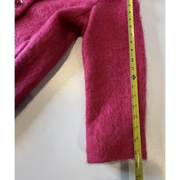 Vtg George David Fashions Pink Fuzzy Mohair Wool Coat Long Womens Sz 8 USA - Picture 8 of 9